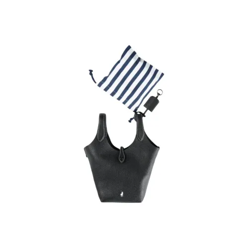 Polo Ralph Lauren Рельефная Телячья Кожа Тоут Сумка Стандартная Женская Черная