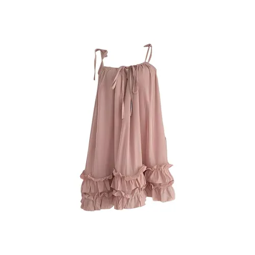 MO VOICE Розовое платье с рюшами, женские слиплатья