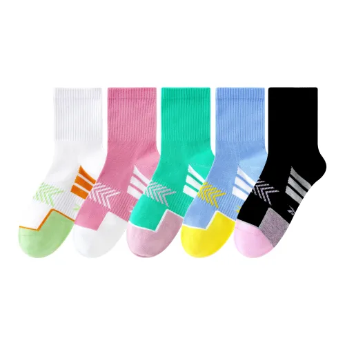 reebok [5 пар] Белый+Розовый+Зеленый+Синий+Черный Женские баскетбольные носки