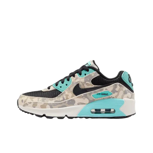 Nike Air Max 90 Low Топ Детские Беговые Кроссовки Бежево-Зеленые Подростки