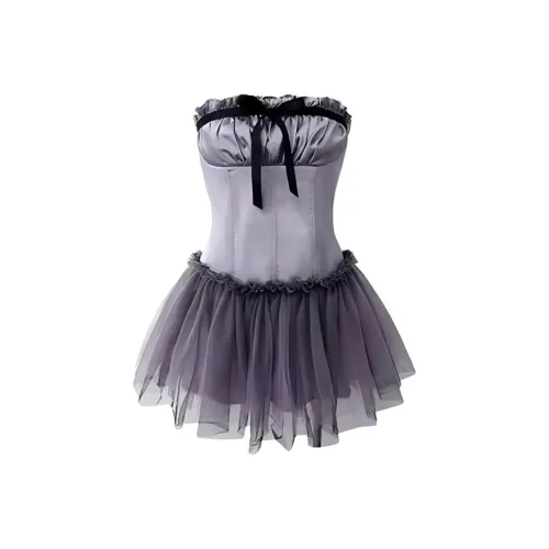 Женские платья без рукавов черно-фиолетового цвета