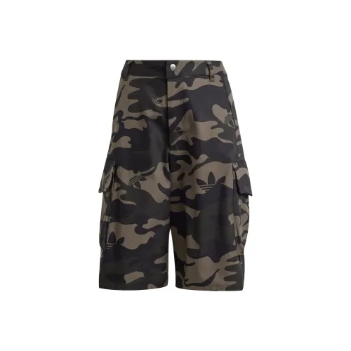 Adidas Originals CAMO ALLOVER PRINT Твил Cargo Shorts Женские Темно-оливковый зеленый Черный Угольно-черный