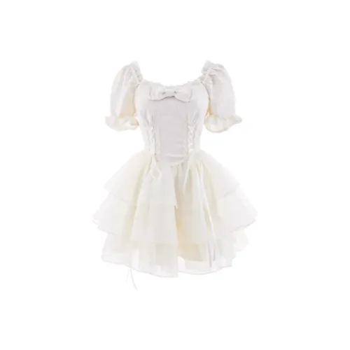 BIFH Короткий рукав Платье Женское Абрикосовое