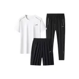 Комплект одежды (Белая рубашка с короткими рукавами + Черные шорты + Черные штаны)