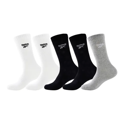 reebok [5 пар] 2 Белых + 2 Черных + Серых Унисекс Баскетбольные носки