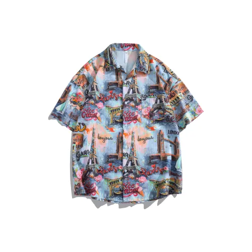 Париж Синий Унисекс Рубашки
