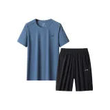 Комплект одежды (Рубашка с коротким рукавом озера синего цвета + черные шорты)