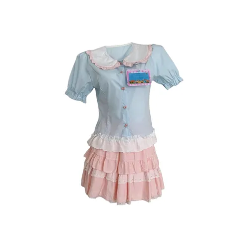 COVT Розово-синий CP Цвет Двойной Комплект Женские Наборы с Юбкой