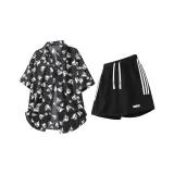 Чёрная рубашка + чёрные шорты