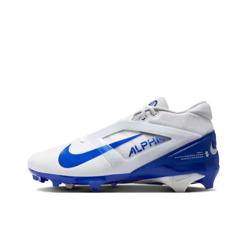Nike Alpha Menace 4 Pro Slip-Resistant Abrasion-Resistant Football Cleats Unisex White Blue Найк Alpha Menace 4 Pro противоскользящие устойчивые к истиранию футбольные бутсы унисекс белый синий