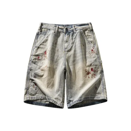 HZWH Blue Men's Denim Shorts HZWH Синий Мужские Джинсовые Шорты