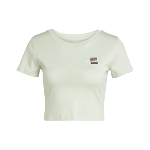 Adidas Укороченная футболка SS25 женская льняной зеленый