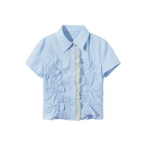 Ouyang Светло-синие Женские Рубашки