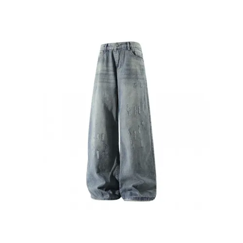 KEIRANDUN Винтажные синие унисекс джинсы