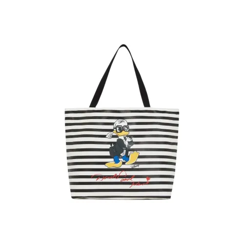 Karl Lagerfeld Disney Collaboration Переработанный хлопок Тоут Сумка Сумка для покупок Сумка Женская Черная Белая
