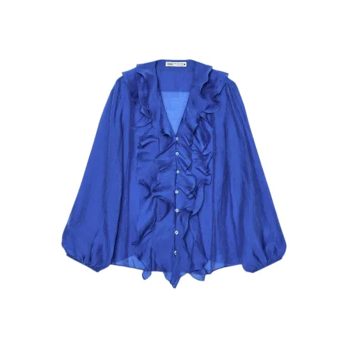 ZARA ZW Series Железный синий Женские Рубашки