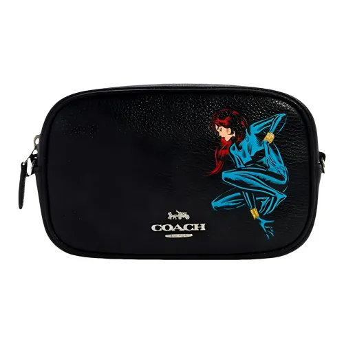 COACH Marvel Черная Вдова Коллаборация Коровья кожа Сумка через плечо Слинг-сумка Сумка на пояс Средний Женская Черная