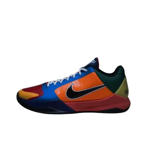 Nike Zoom Kobe 5 Slip-resistant Abrasion-resistant Low-top Баскетбольные кроссовки Унисекс Синий Оранжевый