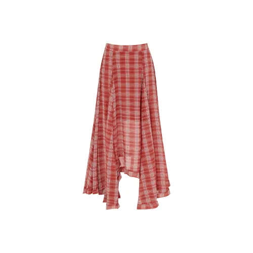 MEISIDUO Красный в клетку юбка женская повседневная длинная юбка