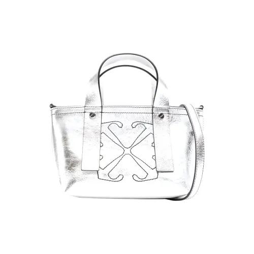 Off Белый Телячья кожа Тоут Сумка Сумка для покупок Сумка на плечо Сумка Мини Women's Silver