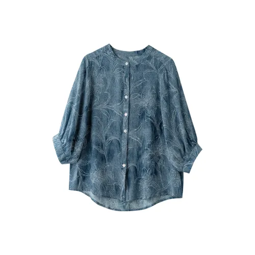 ZHEXI Blue Women's Shirts ZHEXI Синий Женские Рубашки