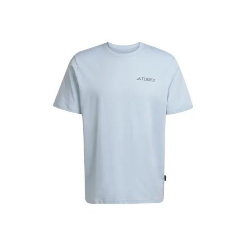 Adidas Terre SS25 POLYGIENE Graphic T Рубашка Мужская Синяя Желтая