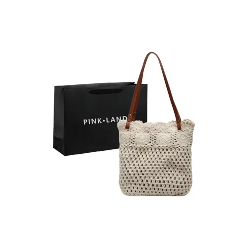 PINK·LAND Вязаная ткань Сумка через плечо Женская Экрю Хаки