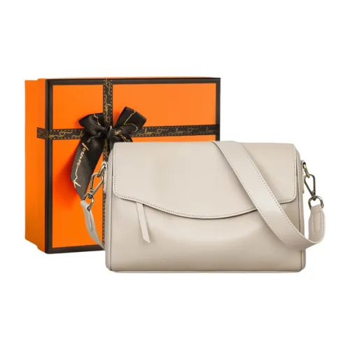 OUBOTE Сумка через плечо из коровьей кожи стандартная женская цвет экрю винный кофейный