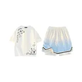 Белый топ + Градиентные синие штаны