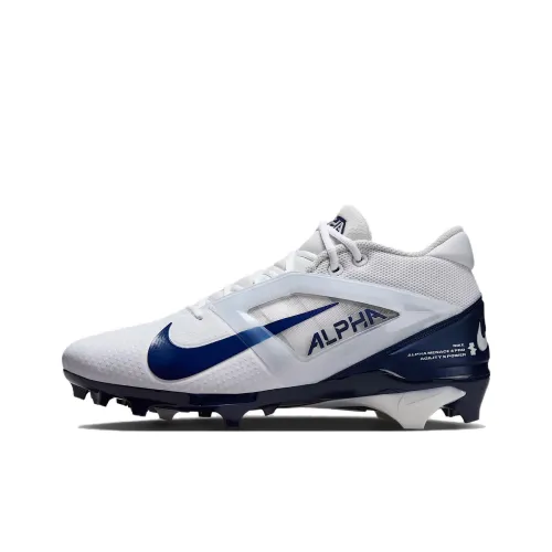 Nike Alpha Menace 4 Pro Slip-Resistant Abrasion-Resistant Football Cleats Unisex White Blue
