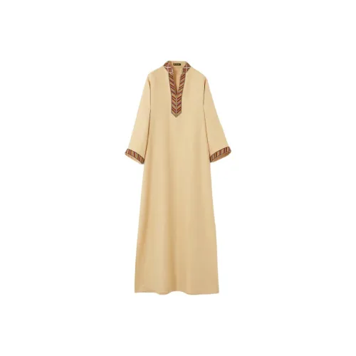Loro Piana Золотой Пляж Женские Длинные Платья с Рукавами