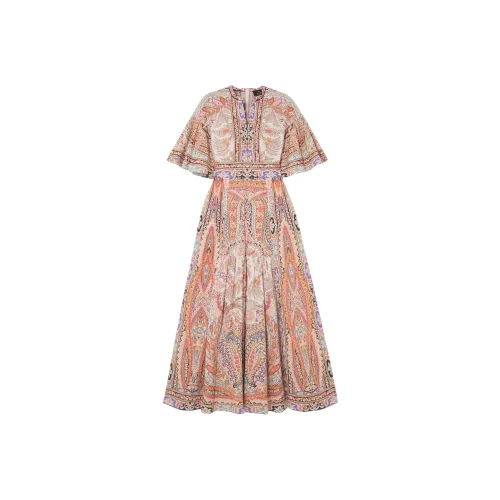 ETRO Светло-розовые Женские Короткие Платья с Рукавами