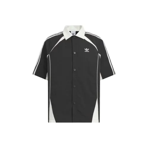 Adidas Originals Ретро SS25 Рубашка Мужская Черный Нефритовый Белый