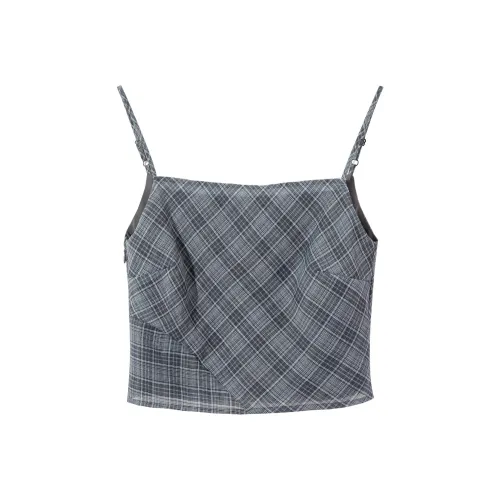 Ouyang Угольно-серый Клетчатый Женские Камисоли