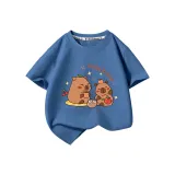 [Капибара 100% хлопковая футболка] Синий