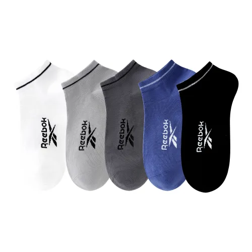 reebok [5 пар] Синий + Светло-серый + Белый + Темно-серый + Черный Унисекс No Show Носки