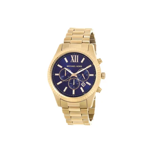 MICHAEL KORS LEXINGTON Collection Мужские часы Кварцевый механизм Ремешок из нержавеющей стали 44 мм Синий циферблат