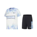 Set (Снежно-синие короткие рукава + черные шорты)