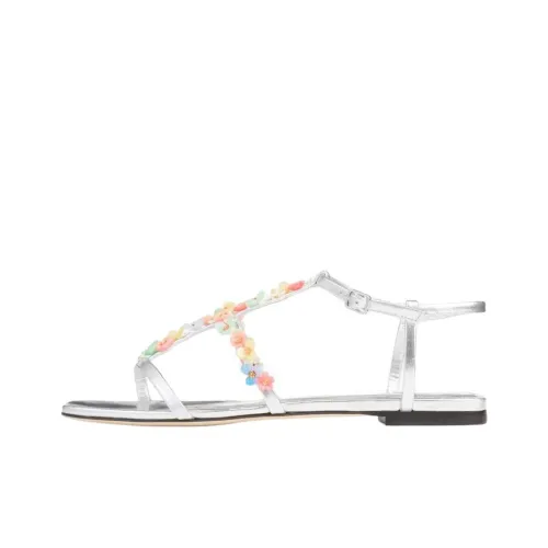 Jimmy Choo Gwyn Daisy Сандалии в римском стиле Женские Серебряные