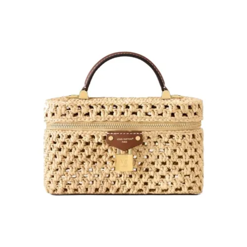 LOUIS VUITTON Vanity Рафия Сумка через плечо Сумка Женская Бежевая