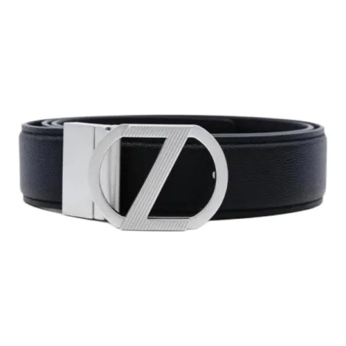 Zegna Натуральная кожа Металл Кожаные ремни Мужской Черный 3,5CM