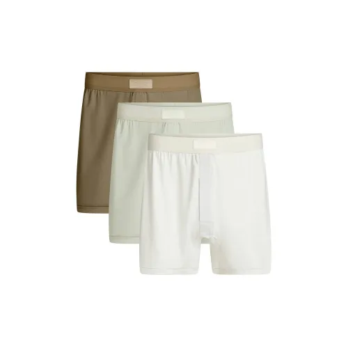 SKIMS COTTON Collection 3 упаковки Белый + Светло-шалфейный Зеленый + Умбра Мужские боксер-шорты