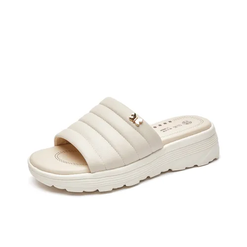 Cigna Резина Пена Подошва Беззвучный Слайд Женские Экрю