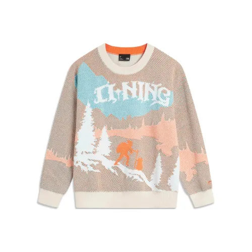 LINING YOUNG Sports Life Collection Свитер Зеленый Оранжевый Белый Кунжут Основа Жаккард Детский