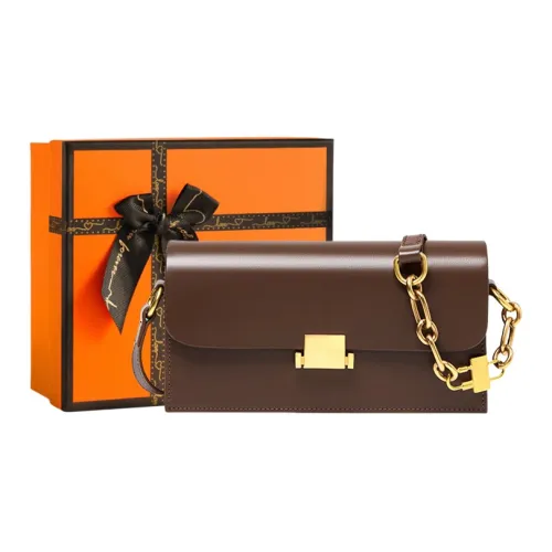 OUBOTE Сумка через плечо из коровьей кожи стандартная женская кофейного цвета