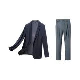 Темно-синий синий топ + серые штаны