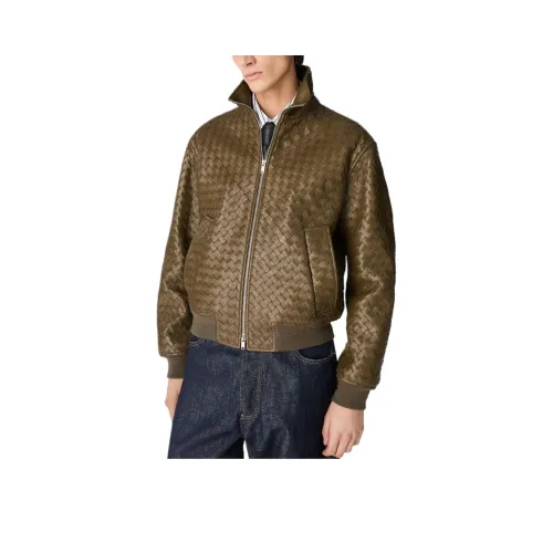 Bottega Veneta SS25 Кожа Куртка Мужская Зеленая