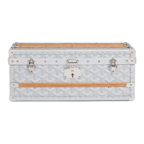 GOYARD Goyardine Холст с Chevroches Телячья кожа Встроенная память Коробка Унисекс Серебряный