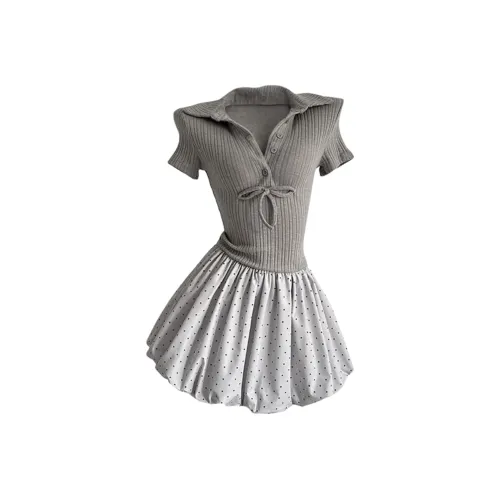 POPO.INFO Короткое платье с короткими рукавами женское