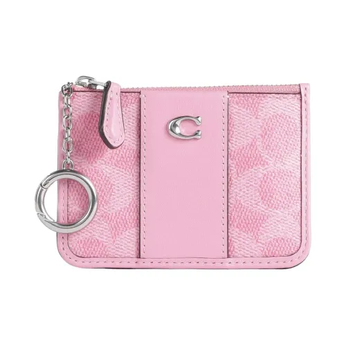 COACH Skinny Id Case Покрытый холст с телячьей кожей держатель для карт мини женский ярко-розовый